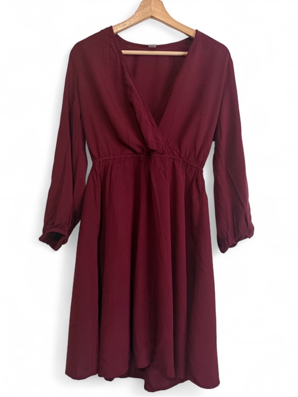 Old Navy Wine Long Sleeve V-Neck Dress